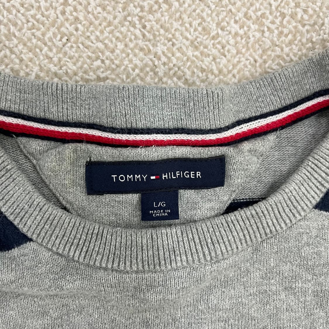 [L] 타미힐피거 스트라이프 크루넥 니트 스웨터 맨투맨  0119M1 상품이미지2