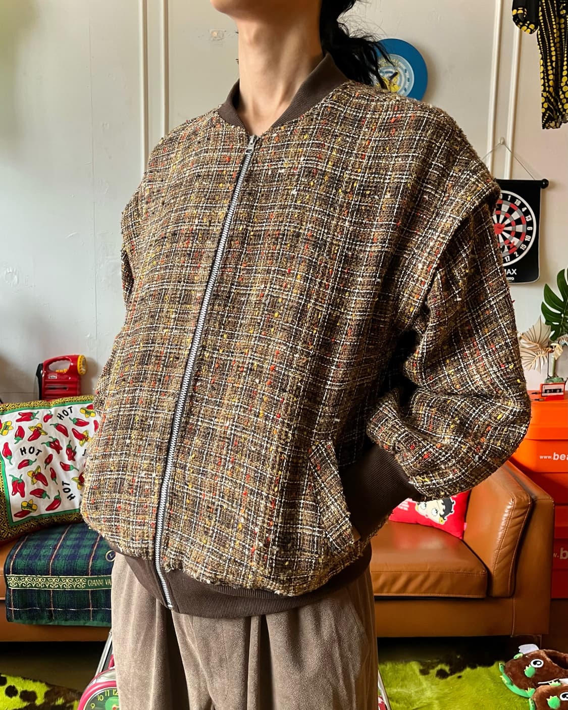 ELENCARE DUE Japan Tweed Bomber Jacket 상품이미지2