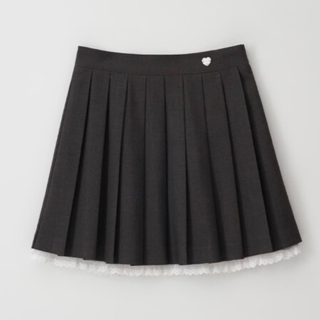 로라로라 레이스 플리츠 미디 미니 스커트 그레이 색상 m사이즈 로걀 갸루 상품이미지1