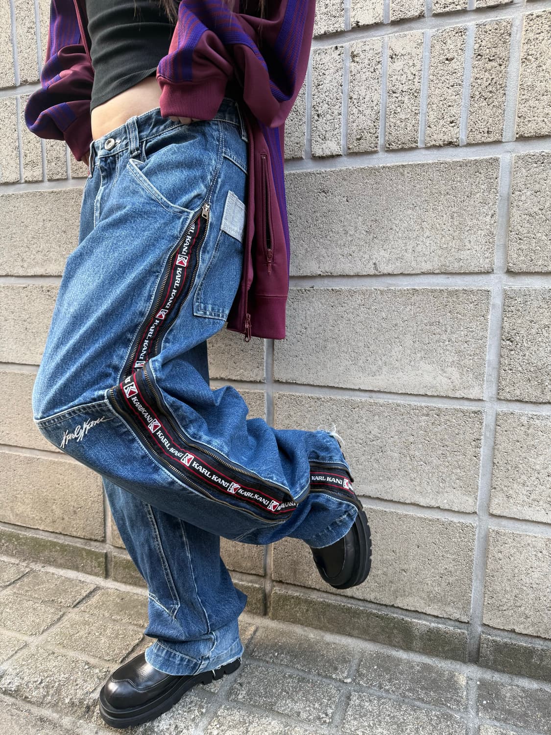 칼카니 사이드 지퍼 디테일 와이드 데님 팬츠 상품이미지7