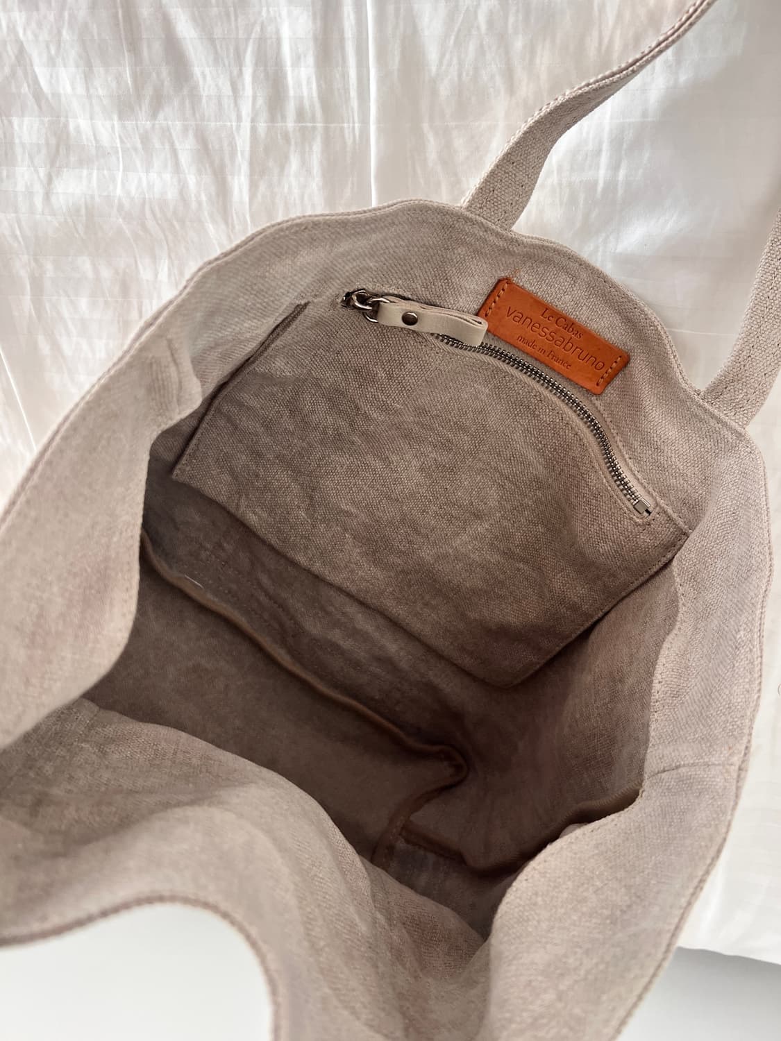 바네사브루노 베이지 리넨 M 카바스백 상품이미지4