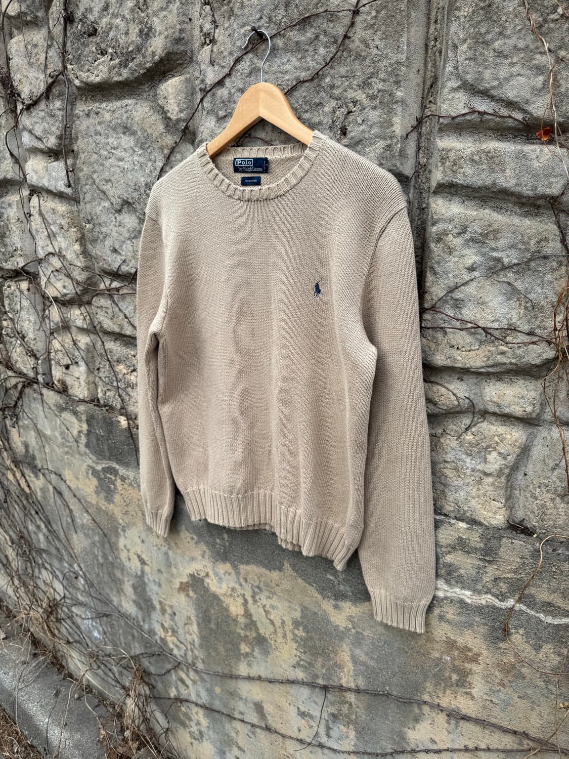 폴로 랄프로렌 빈티지 코튼 니트 베이지 m 상품이미지3