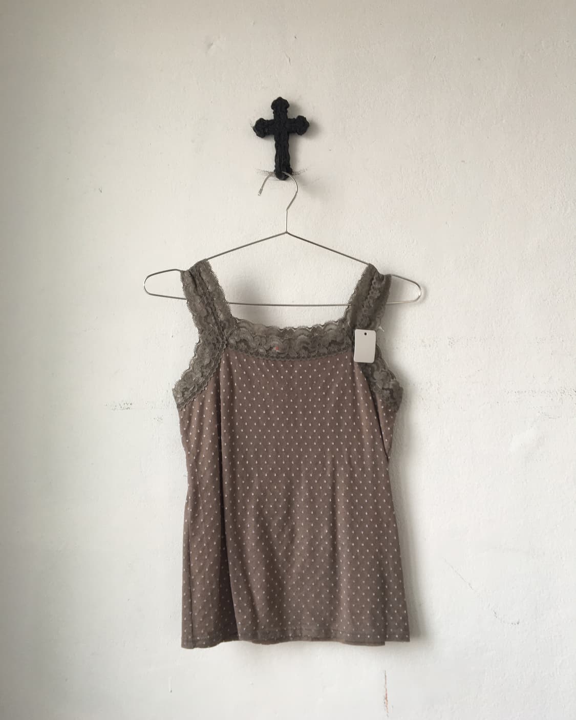 Lace trimming dot pattern sleeveless 상품이미지1