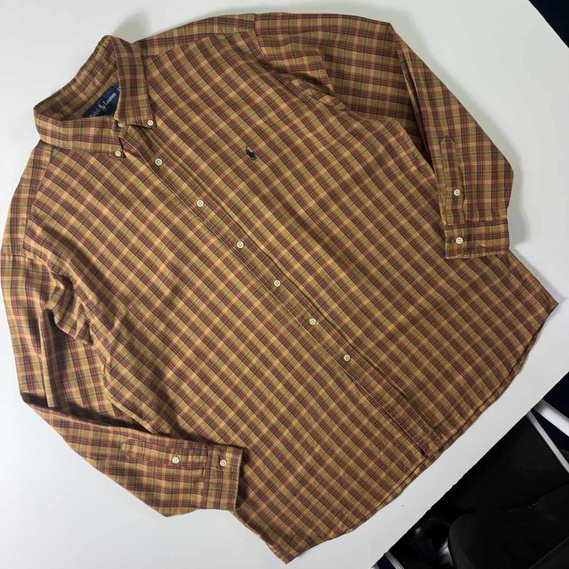 Polo  폴로 랄프로렌 자수 코튼 브라운 체크셔츠  상품이미지2