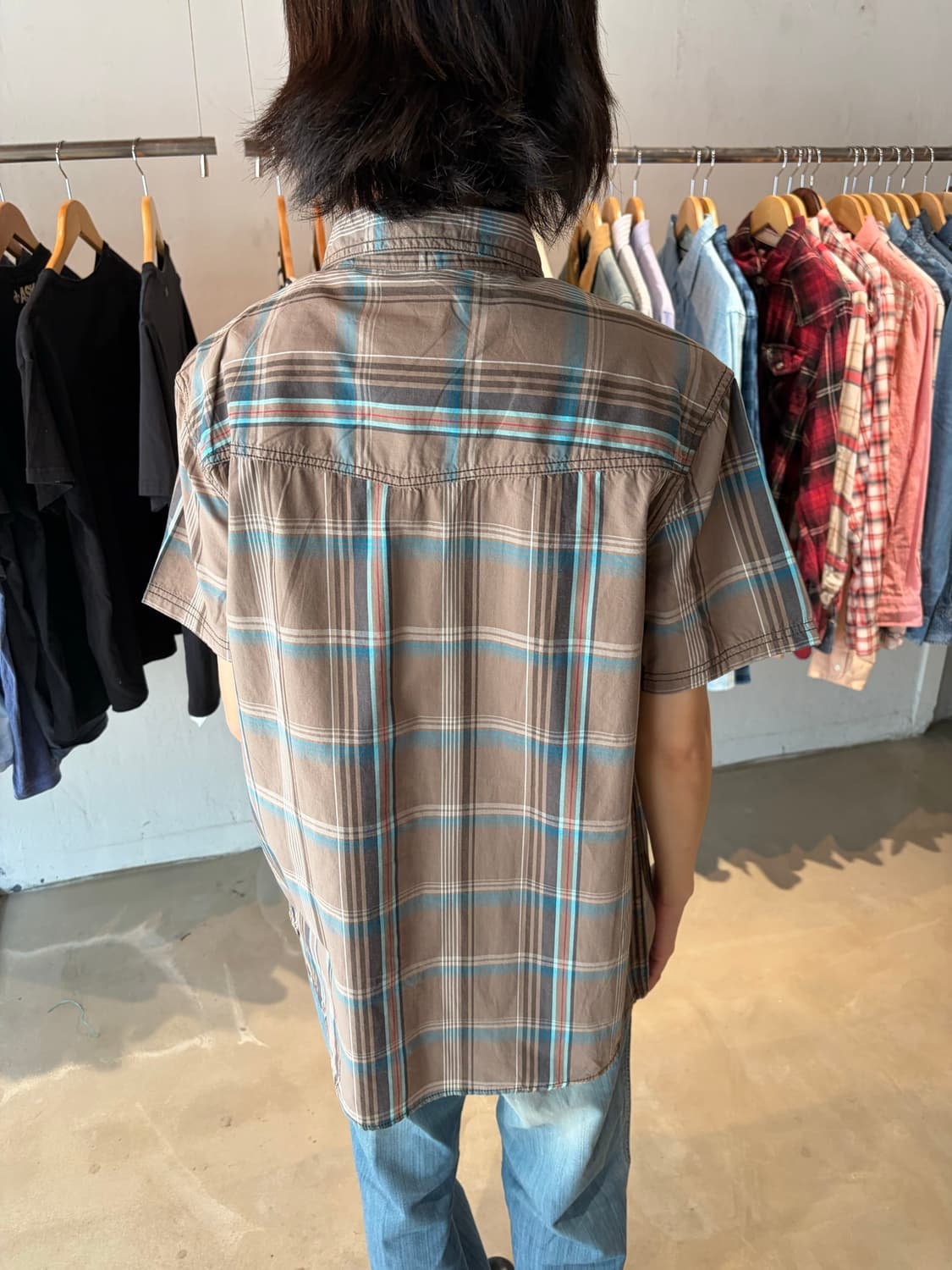 Mossimo Supply Co 체크 반팔 셔츠 XL 상품이미지4