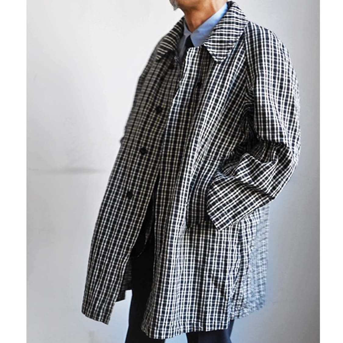 우티 망토 루즈 체크 코트 Manteau Luze 3사이즈 Outil 상품이미지2