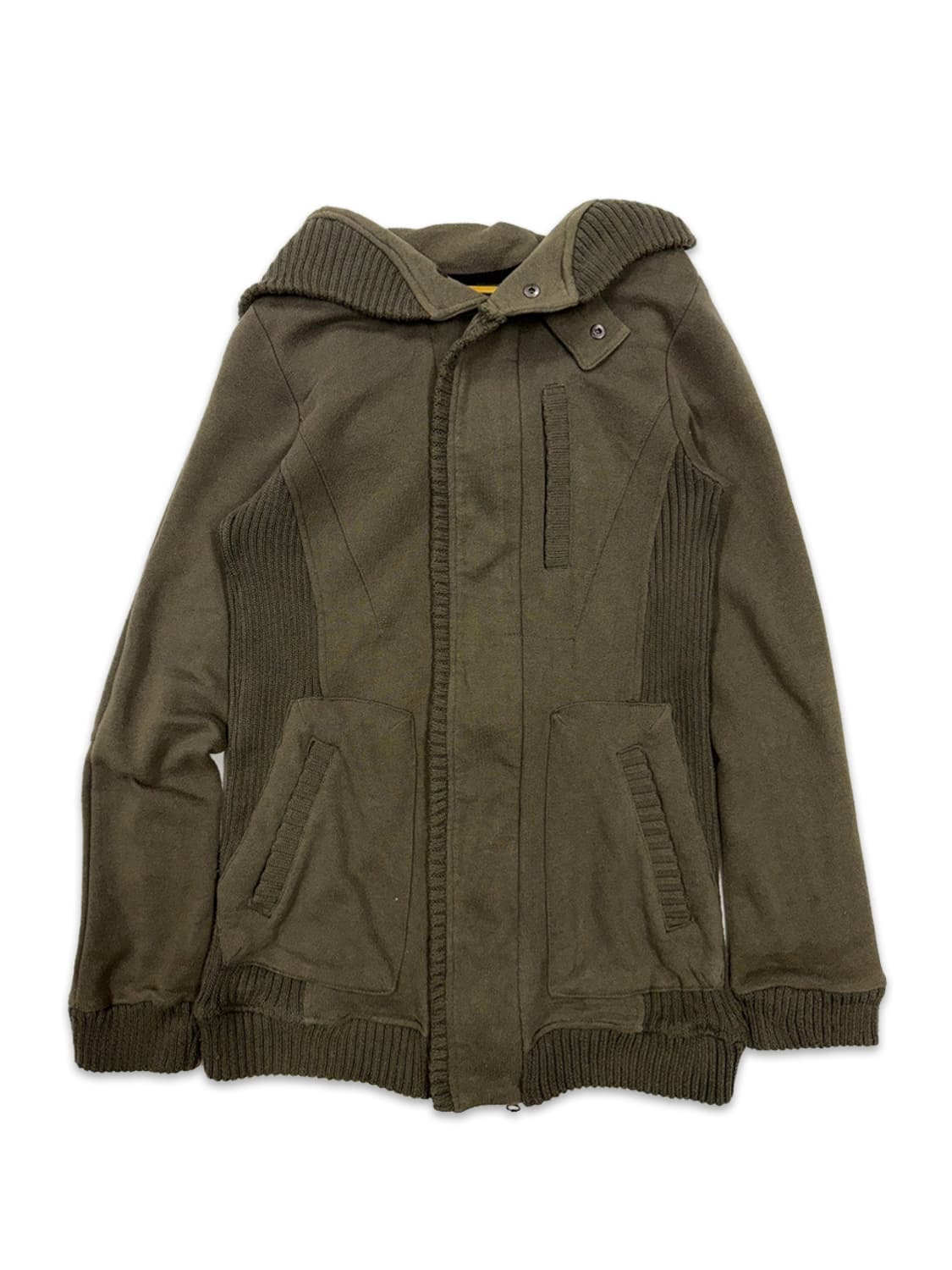 빈티지 Von Dutch 카키 니트 후드 집업 상품이미지1