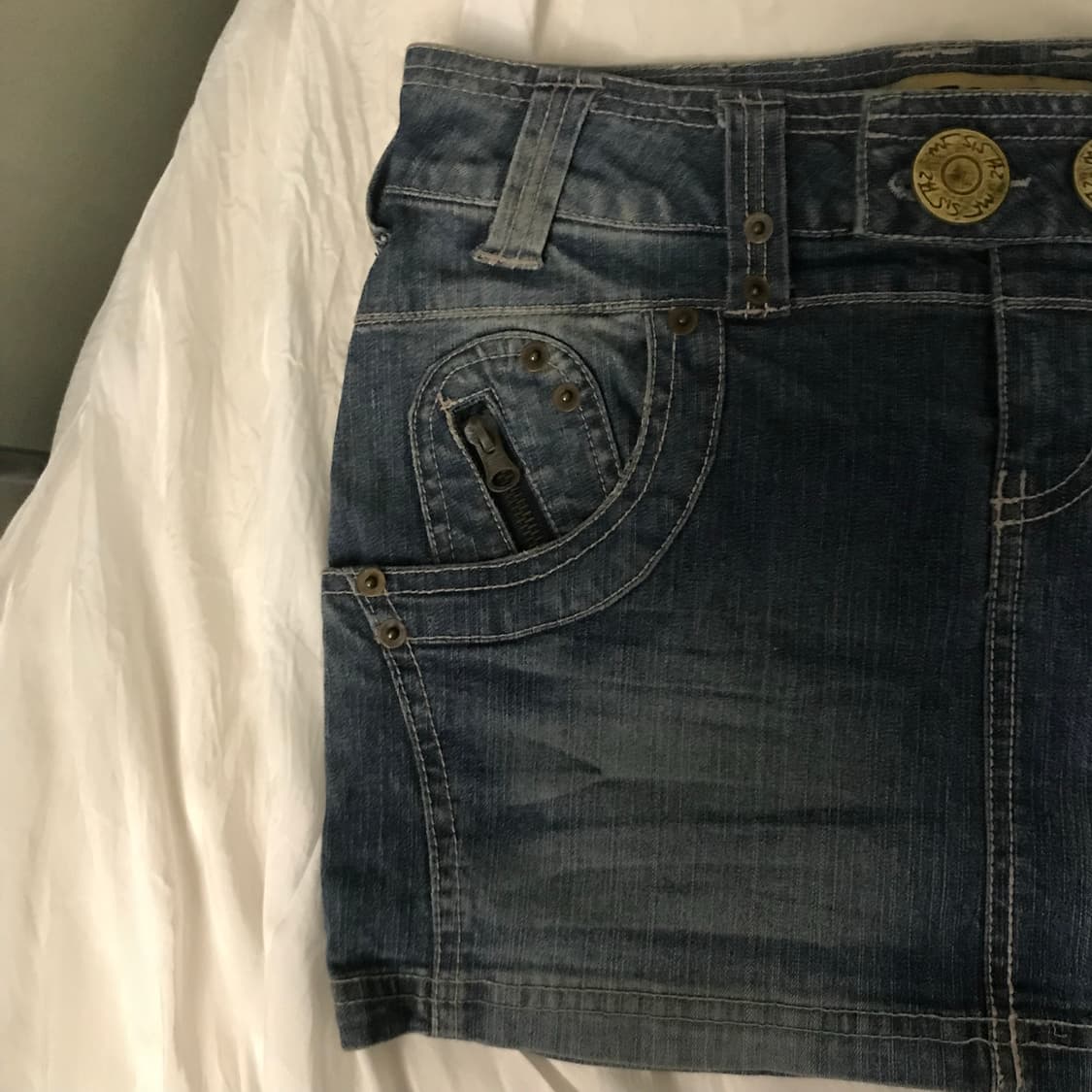 Vintage 고스펑크 갸루 로우 워싱 데님 초미니스커트 상품이미지6