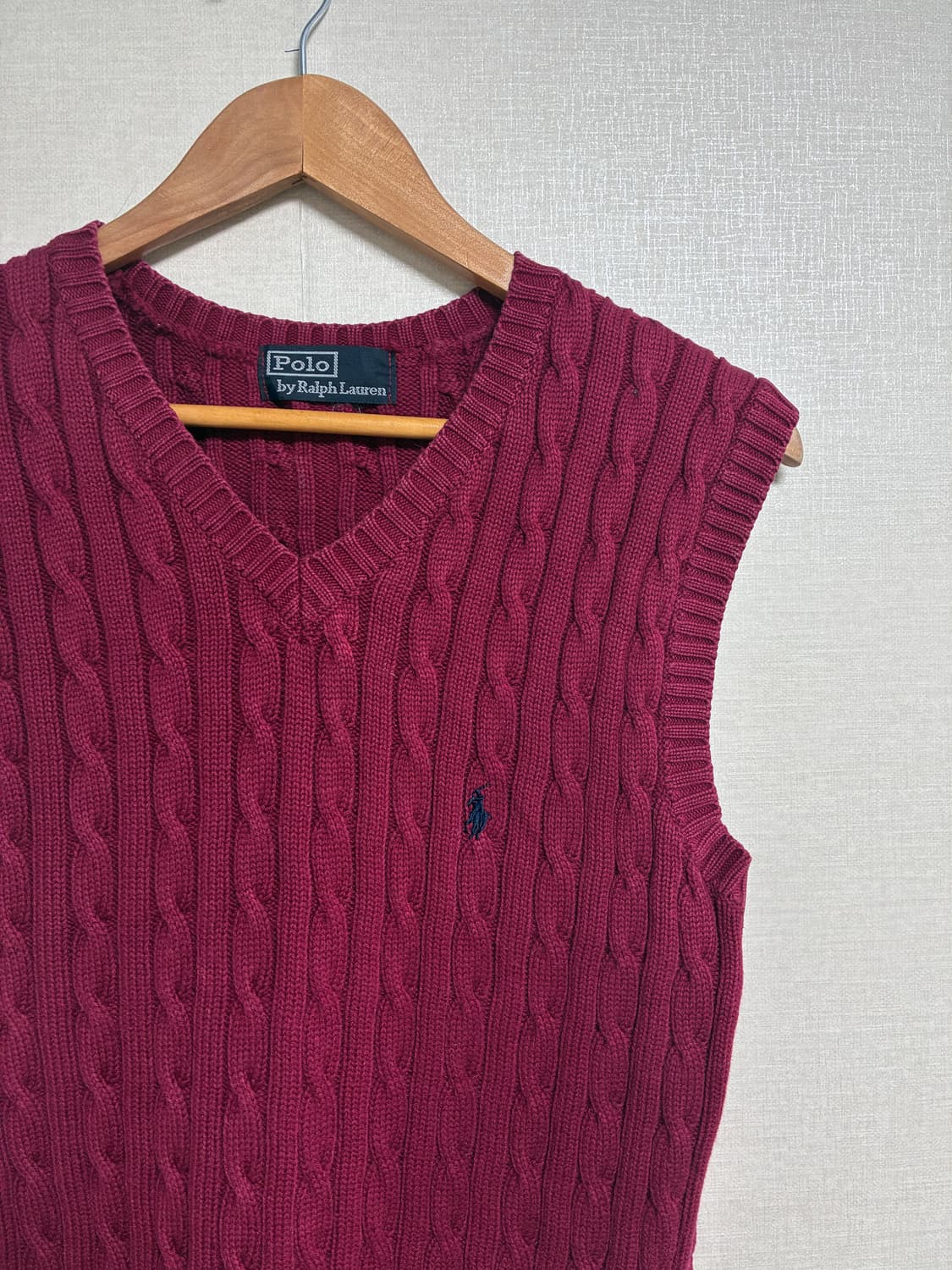 빈티지 폴로랄프로렌 브이넥 베스트 빈티지레드 S 상품이미지1