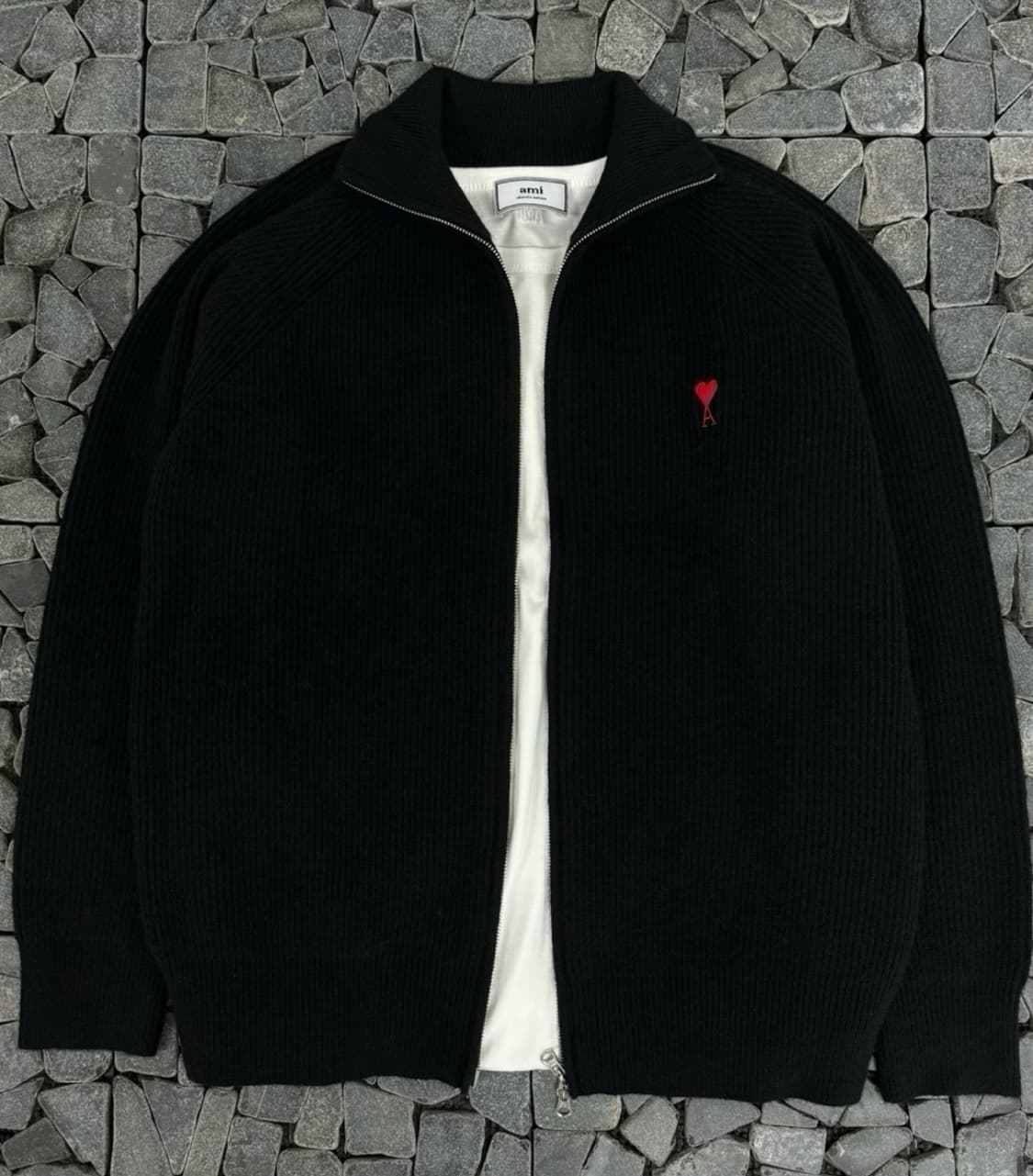 아미 블랙 투웨이 니트 집업 L 상품이미지3
