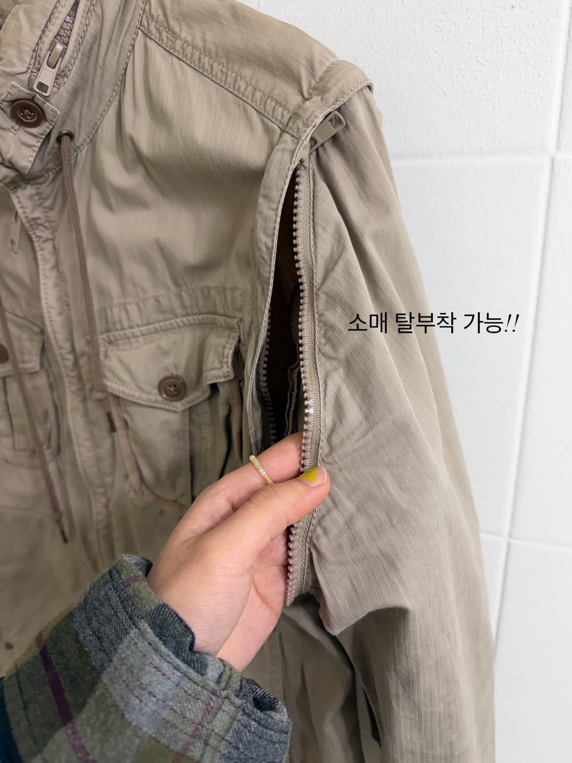 빈티지 카키 브라운 야상 자켓 그런지 모리 코디 세트 상품이미지5