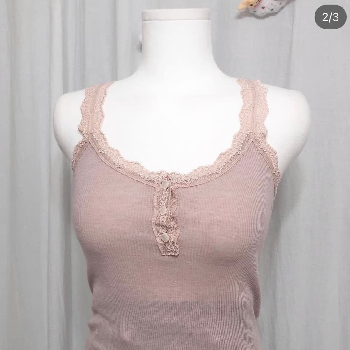 서냥님 벼룩 빈티지 핑크 레이스 나시 슬리브리스 상품이미지2