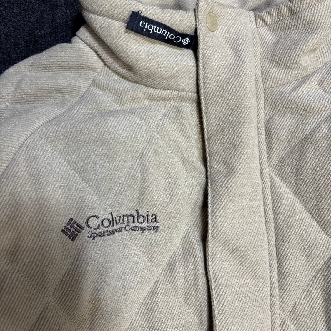 90s 콜롬비아 아이보리 대대장 퀼팅 코듀로이 누빔 점퍼 파카 상품이미지2