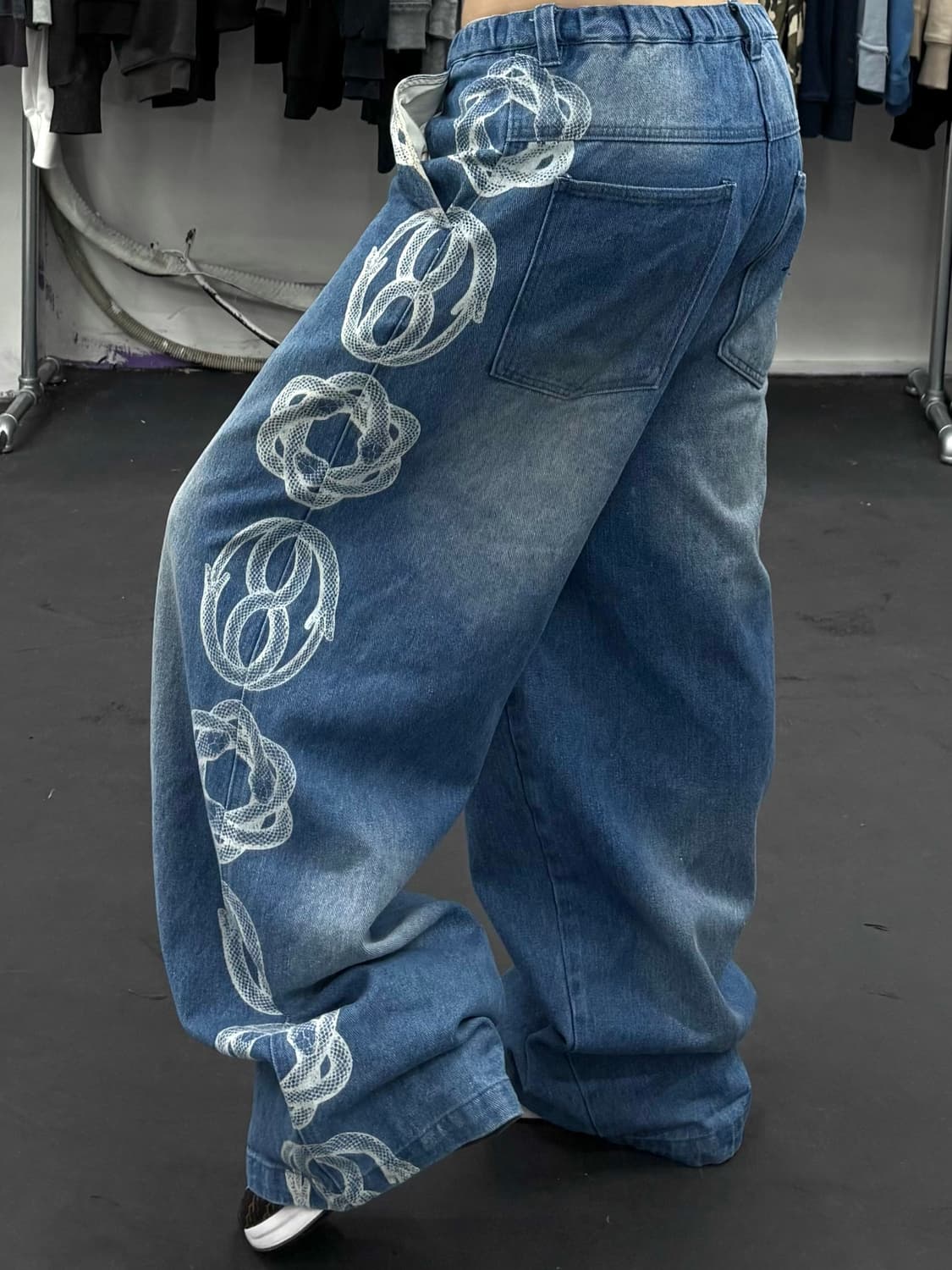 히스테릭 글래머 X 겐자이 스네이크 배기 데님팬츠 상품이미지4