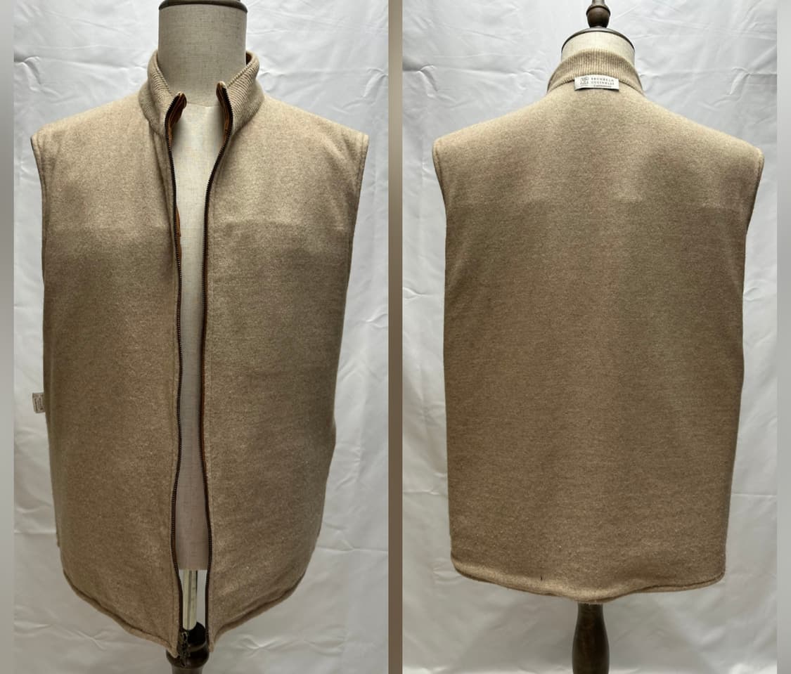 브루넬로 쿠치넬리 카우 레더 캐시미어 베스트 XL(105~110) 판매 상품이미지7