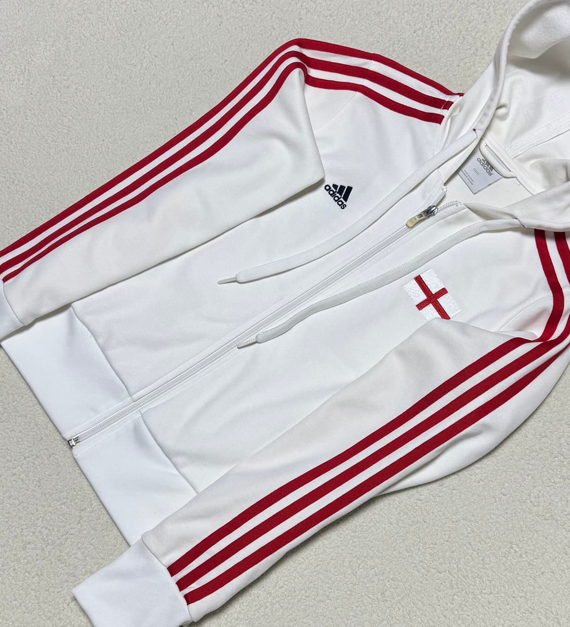아디다스 잉글랜드 흰빨 화이트 레드 후드집업 상품이미지4