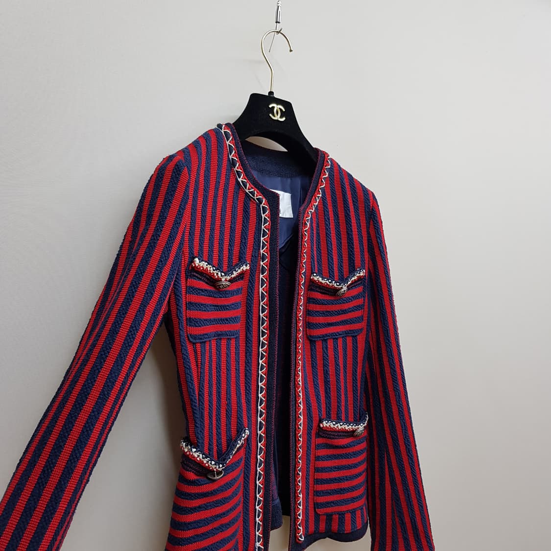 오브제 스트라이프 트위드 자켓  76-90-155사이즈 상품이미지4