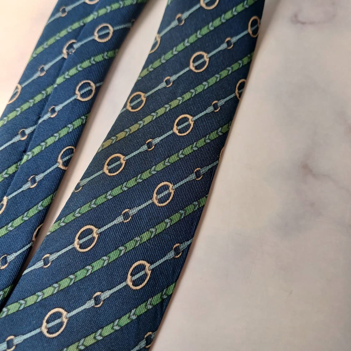 에르메스 실크 네이비 체인 패턴 넥타이 8cm B등급 E745 상품이미지7