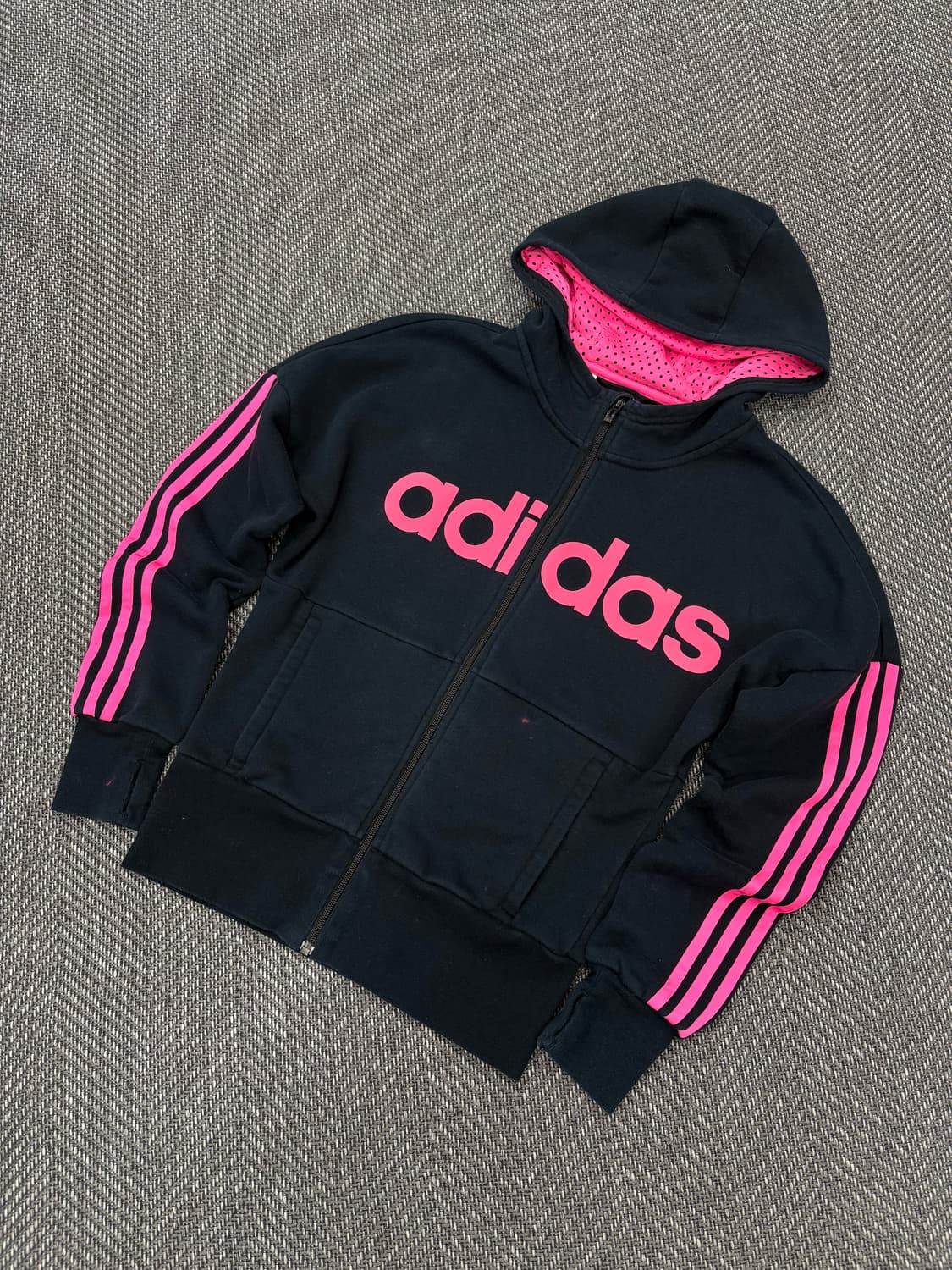 아디다스 레터링 후드집업 블랙핑크 상품이미지1