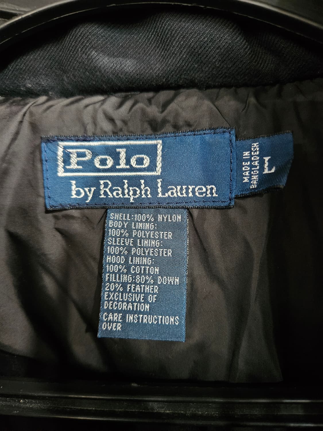 폴로 랄프로렌 블랙컬러 남성 100 다운 숏패딩  상품이미지3