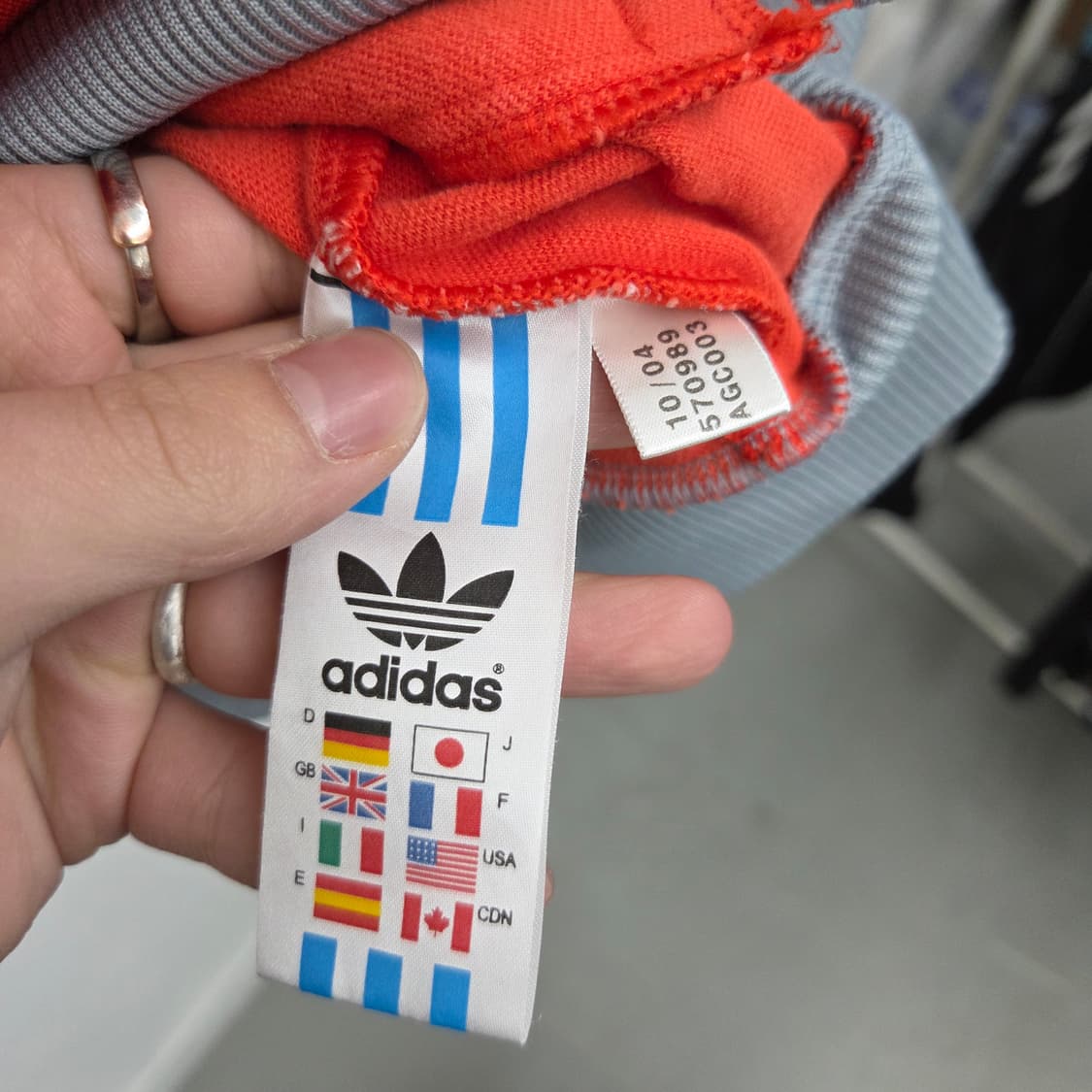 아디다스져지 오렌지 삼선 트랙탑 남L 상품이미지8