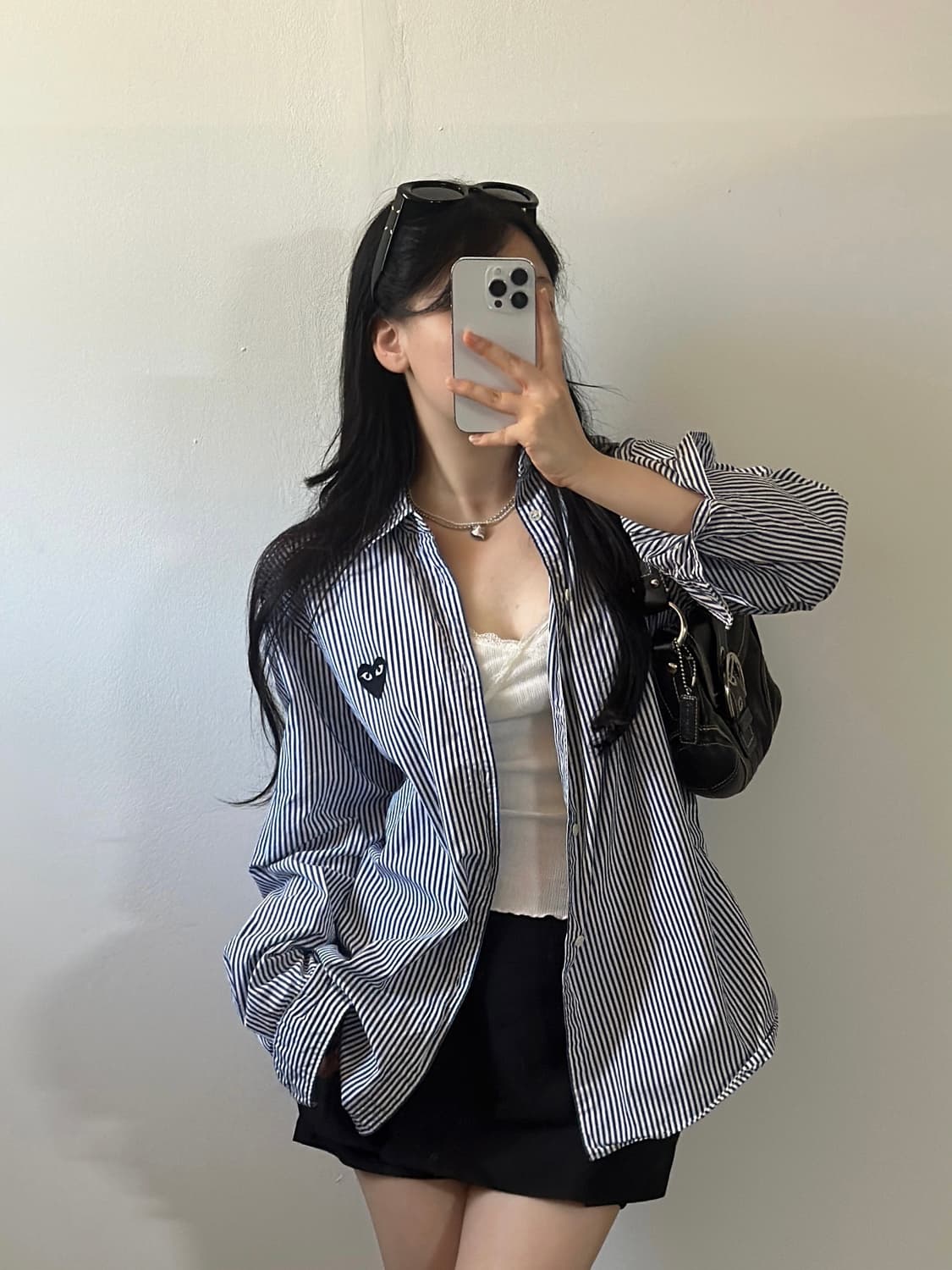 꼼데가르송 블랙와펜 네이비 스트라이프 셔츠  상품이미지6