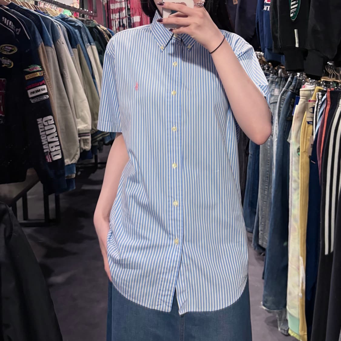 [IM] 폴로랄프로렌 스트라이프 반팔 셔츠 블루 상품이미지1
