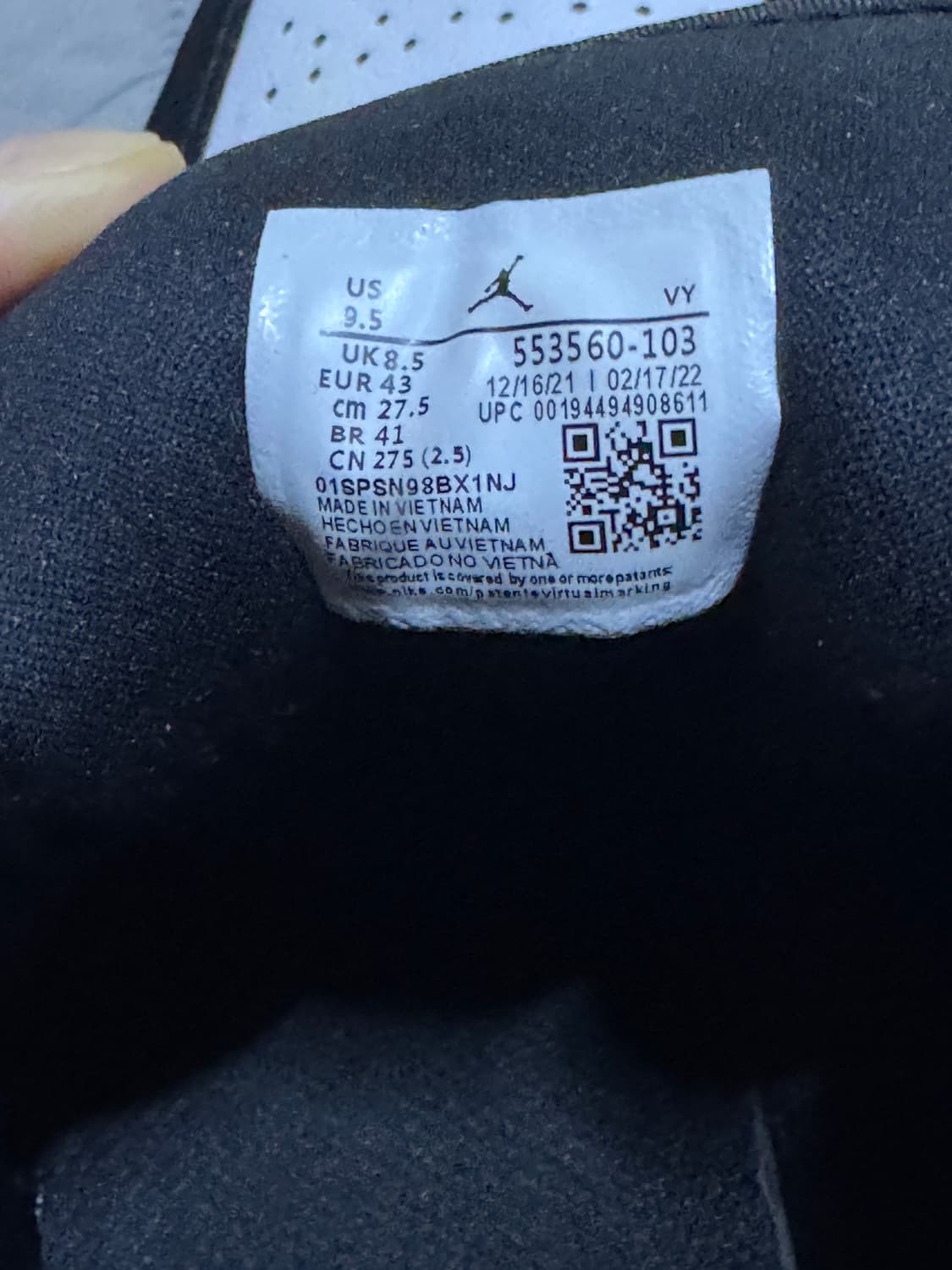 (1회실내착용) 21-22 나이키 에어조던 1 로우 블랙화이트 275 상품이미지5