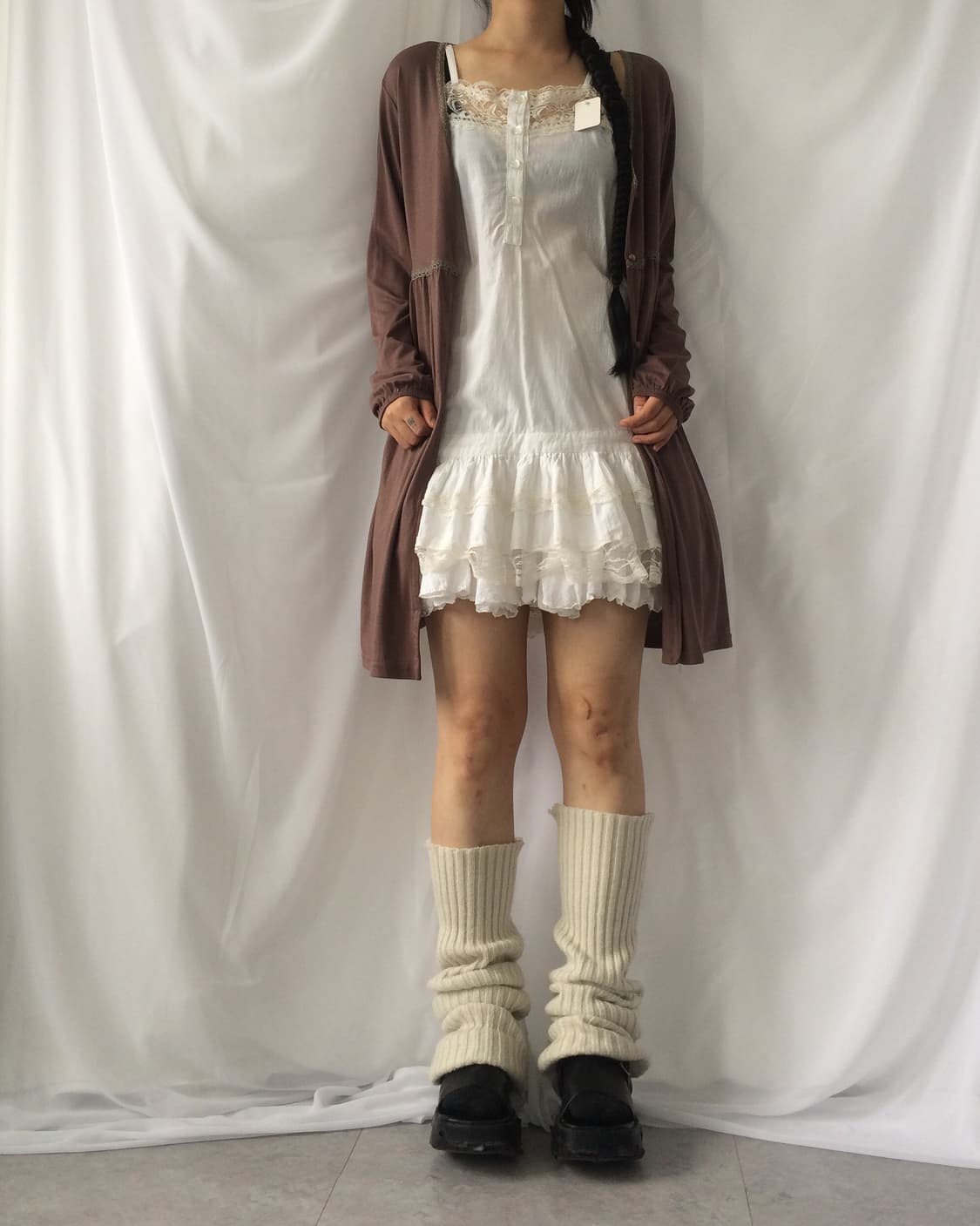 Lace trimming long cardigan 상품이미지8