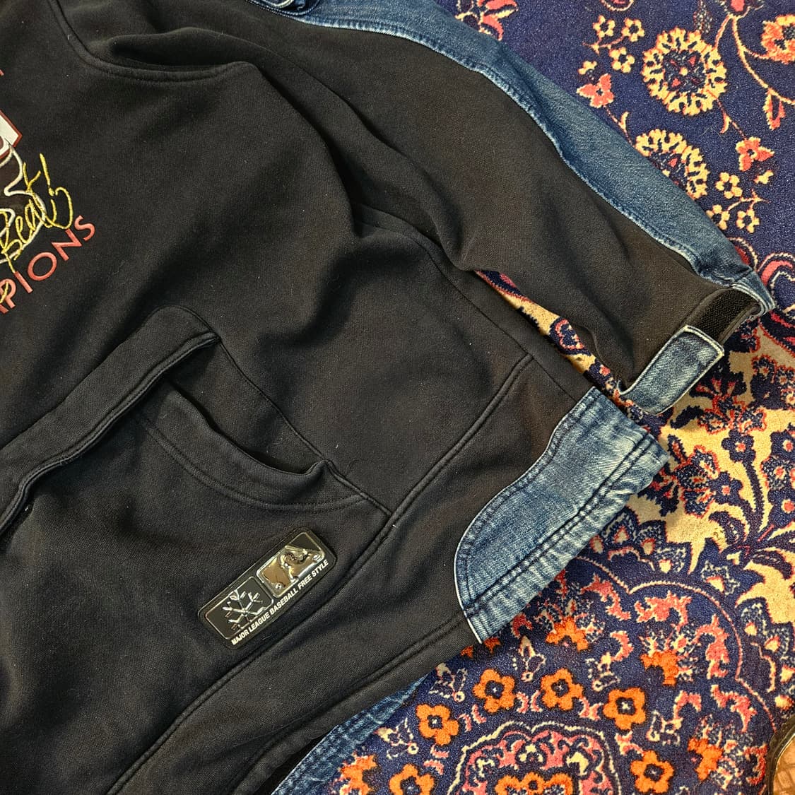 엠엘비(MLB) 필라델피아 필리스 데님 블럭 기모 후드 하프집업 상품이미지4