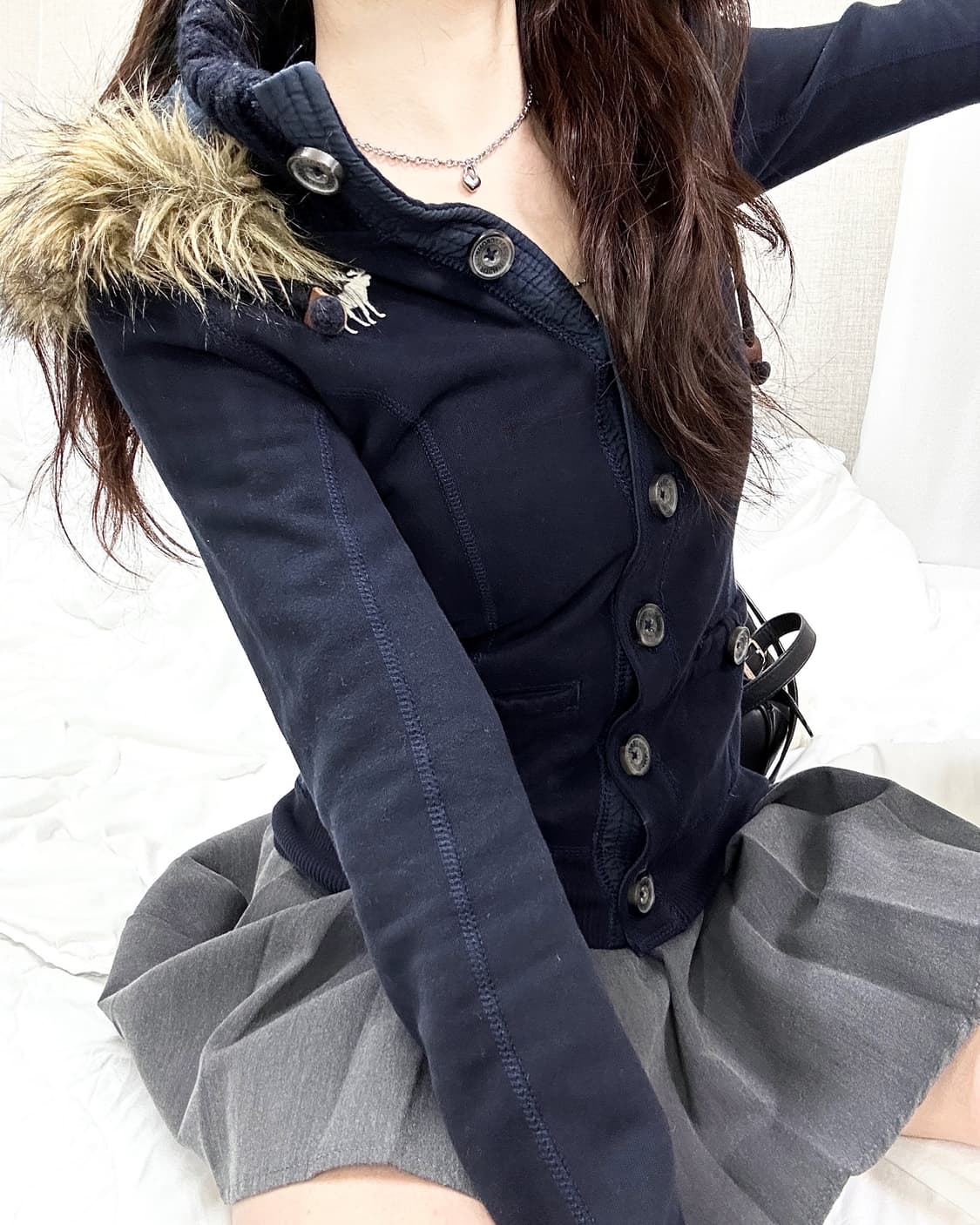 아베크롬비 순록 네이비 울프죠 버튼 후드집업 상품이미지2