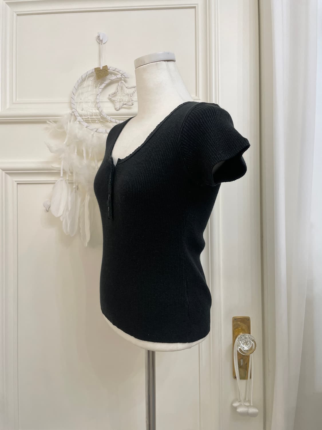 black twinkle span basic top(size-M) 상품이미지2