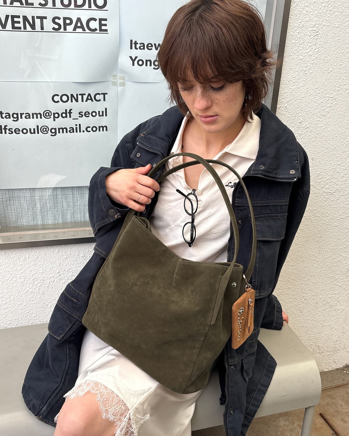 모노 버킷백 32 - 스웨이드 올리브 상품이미지1