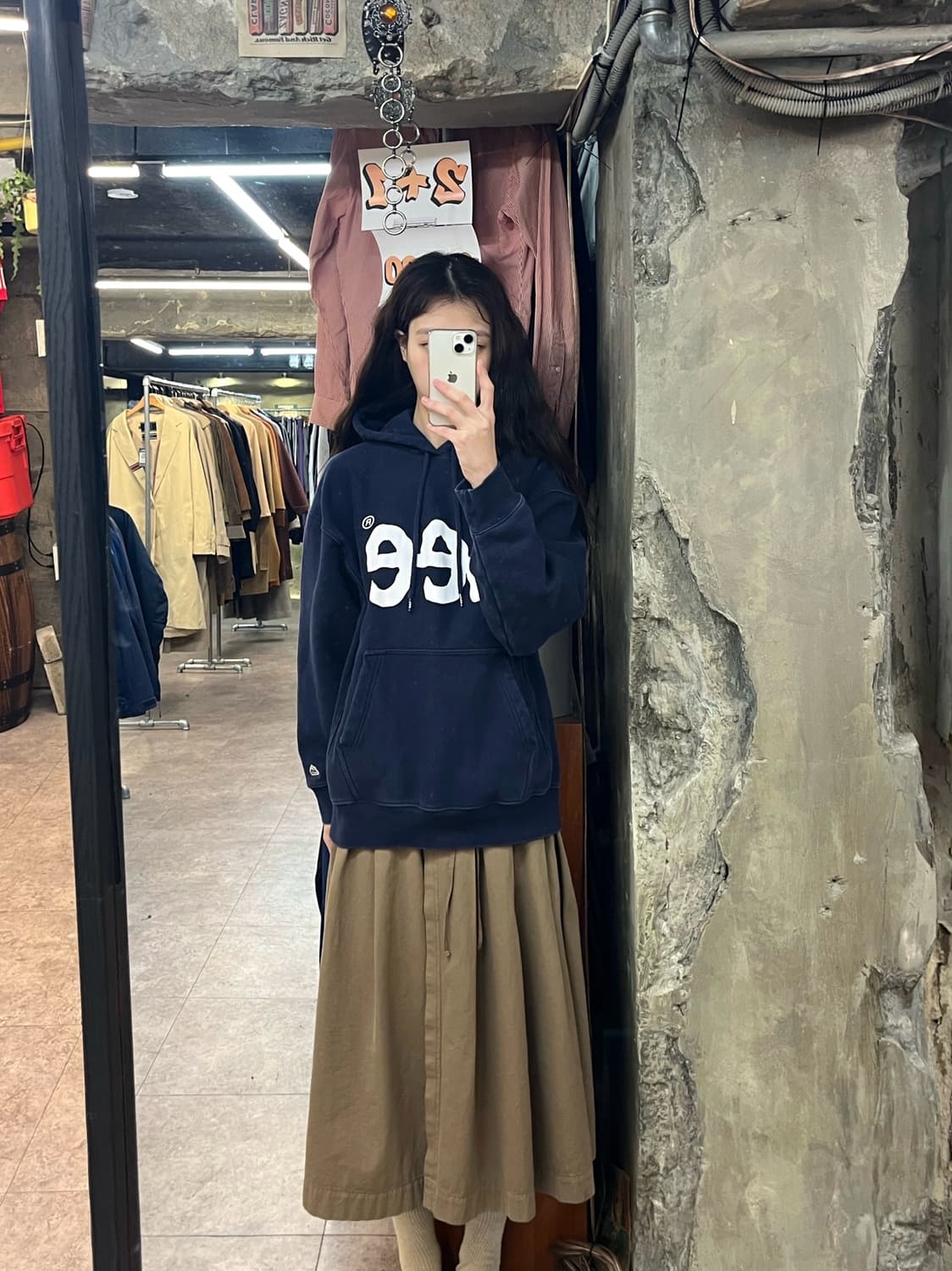 리 기모 후드티 네이비 S #csz3061 상품이미지2