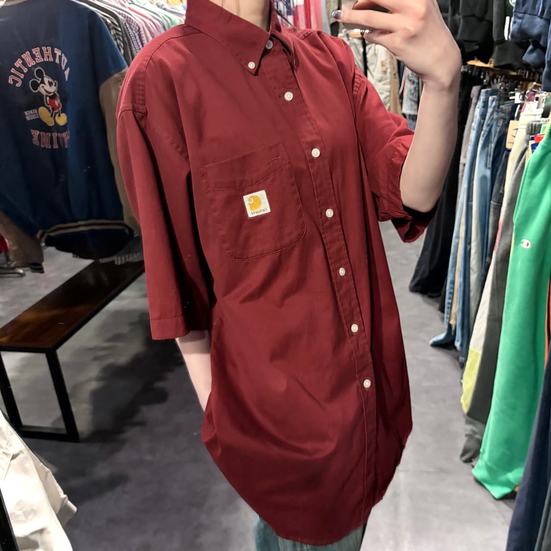 [IM] Carhartt 칼하트 반팔 셔츠 다크레드 상품이미지4