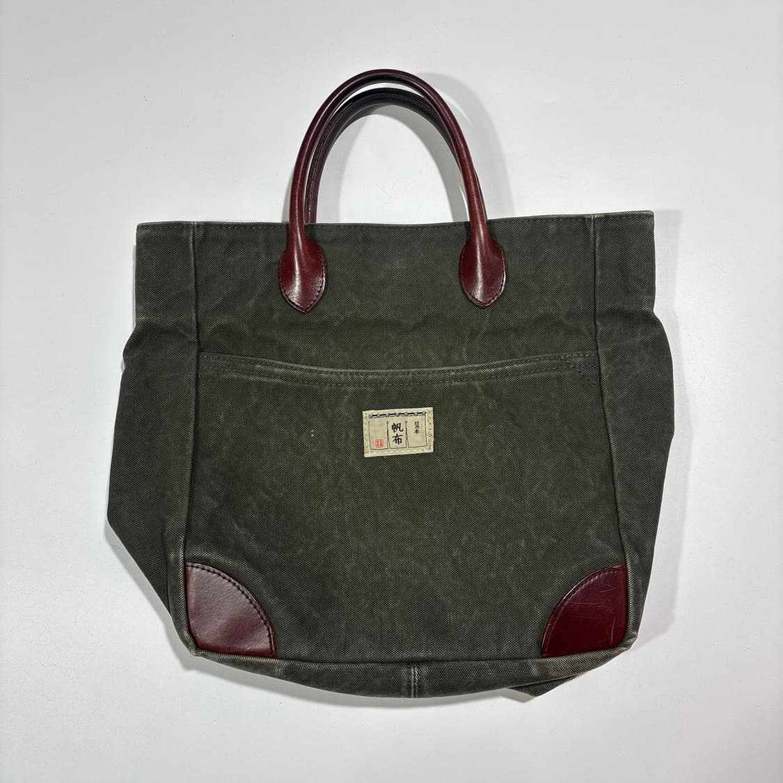 일본 빈티지 카키 캔버스 토트백 상품이미지1