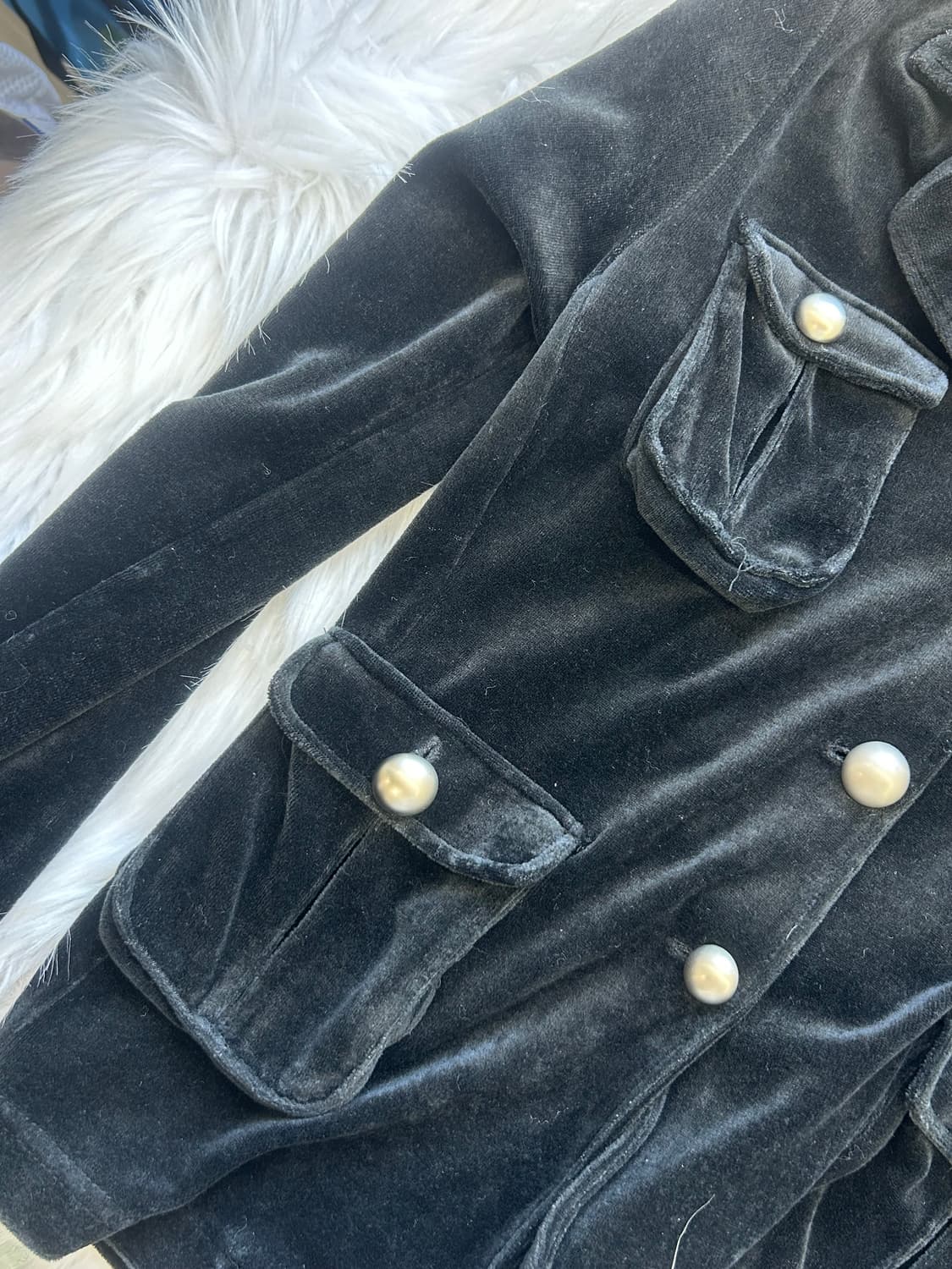 Deux Concept Labo 벨벳 블랙 진주 버튼 자켓 1797 상품이미지6