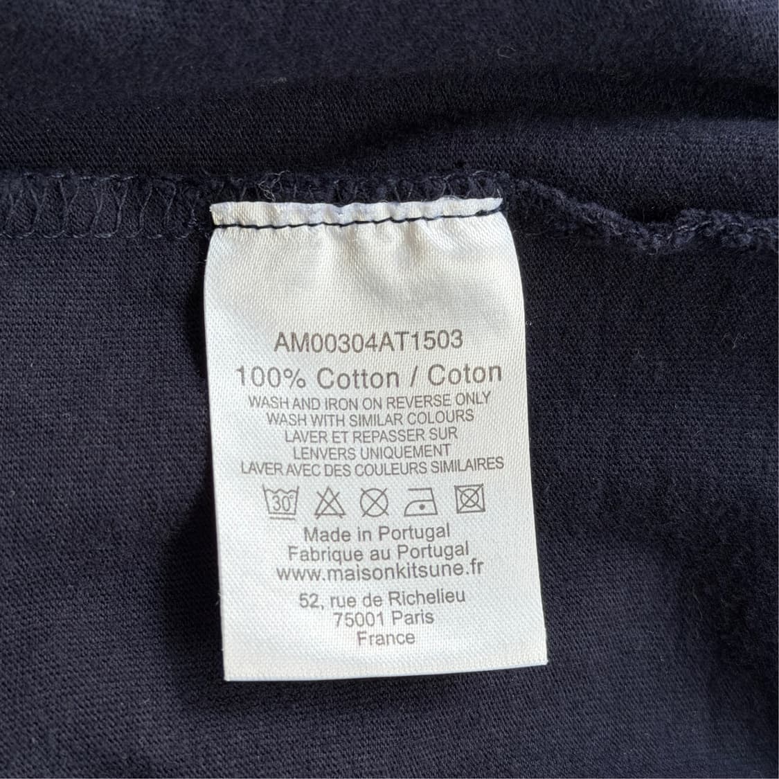 [L] 메종키츠네 핸드라이팅 반팔티 네이비 상품이미지6