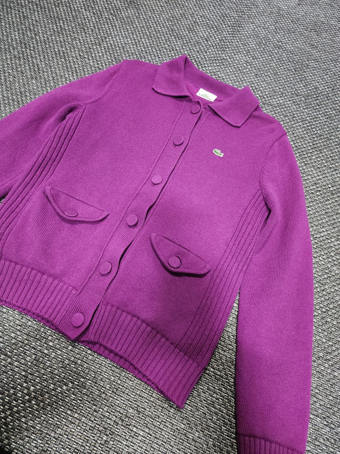 여성 라코스테 퍼플 포켓 가디건   38사이즈  상품이미지7
