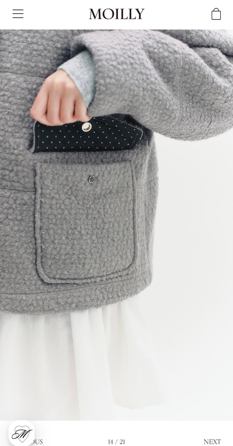 모일리 울70 푸들 도트 후드 점퍼 코트 상품이미지6