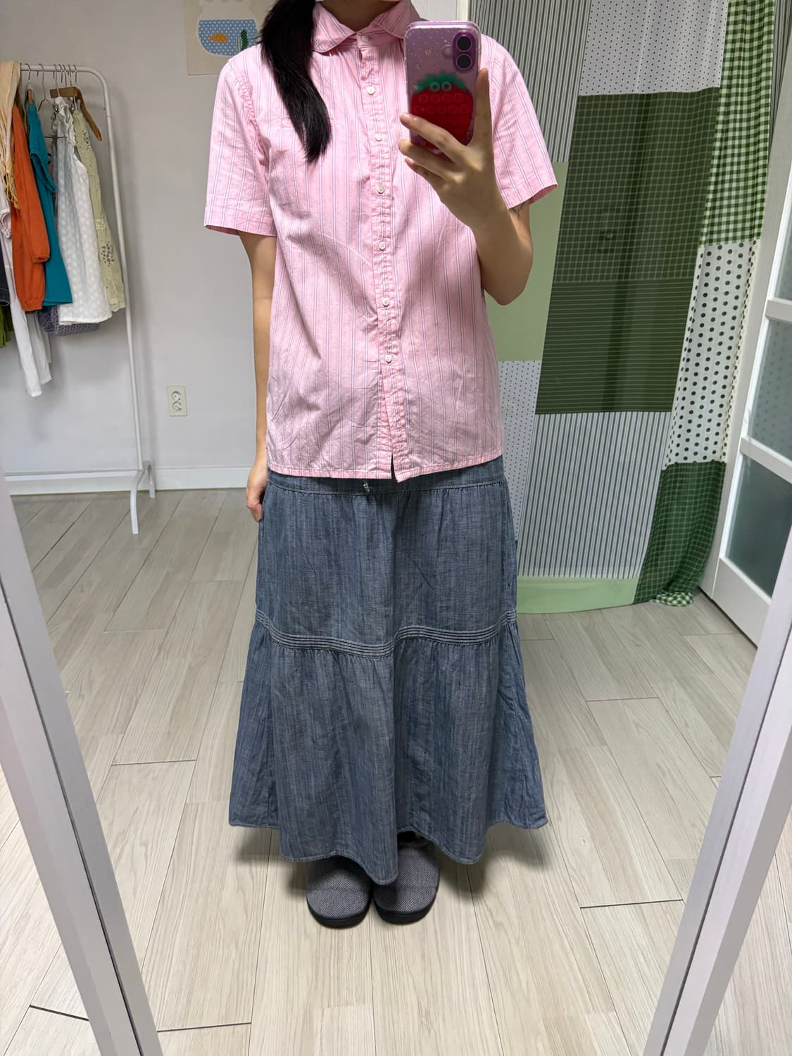 핑크 스트라이프 반소매 셔츠 상품이미지8