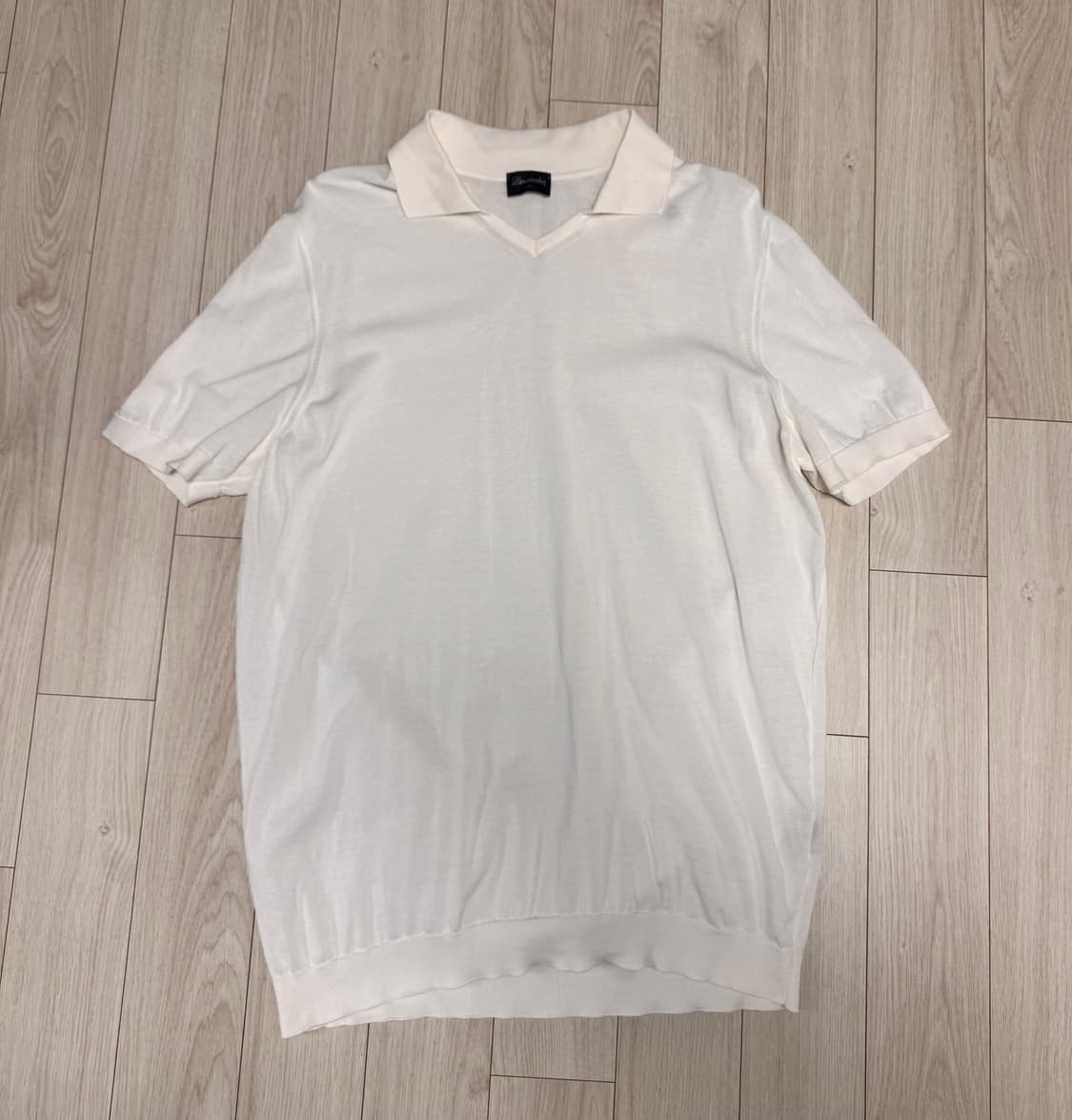 드루모어 와이드 오픈카라 폴로니트 아이보리 52 상품이미지1