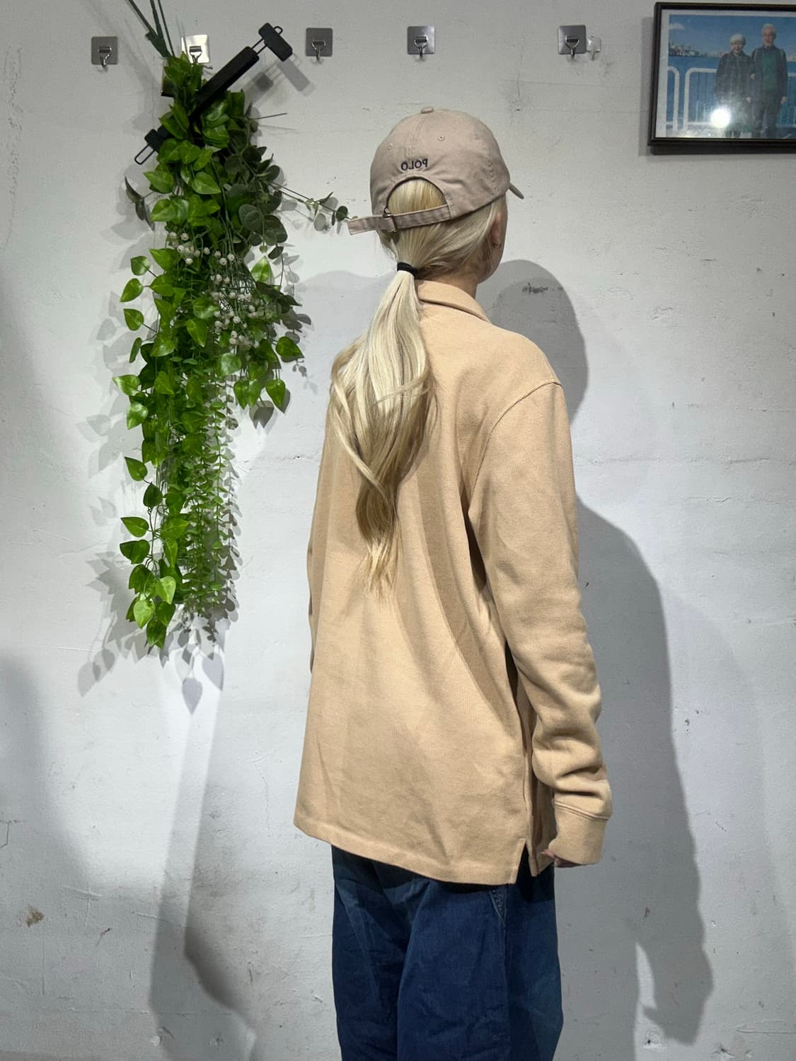 폴로 랄프 로렌 신형 베이지 니트 반집업 L 상품이미지3