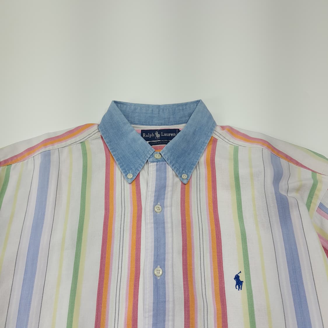 CL916 L 폴로 80s 싱가포르판 멀티스트라이프 샴브레이 셔츠 남방 상품이미지2