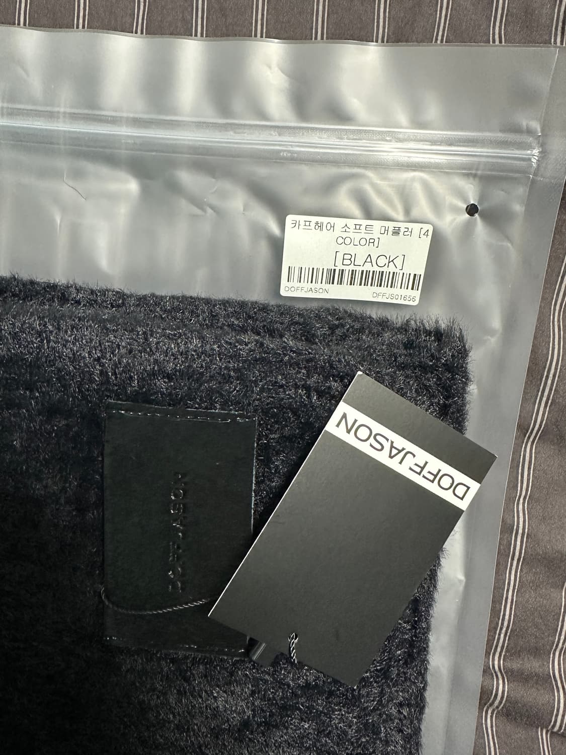 (새상품/Free) 도프제이슨 카프헤어 소프트 머플러 블랙 상품이미지3