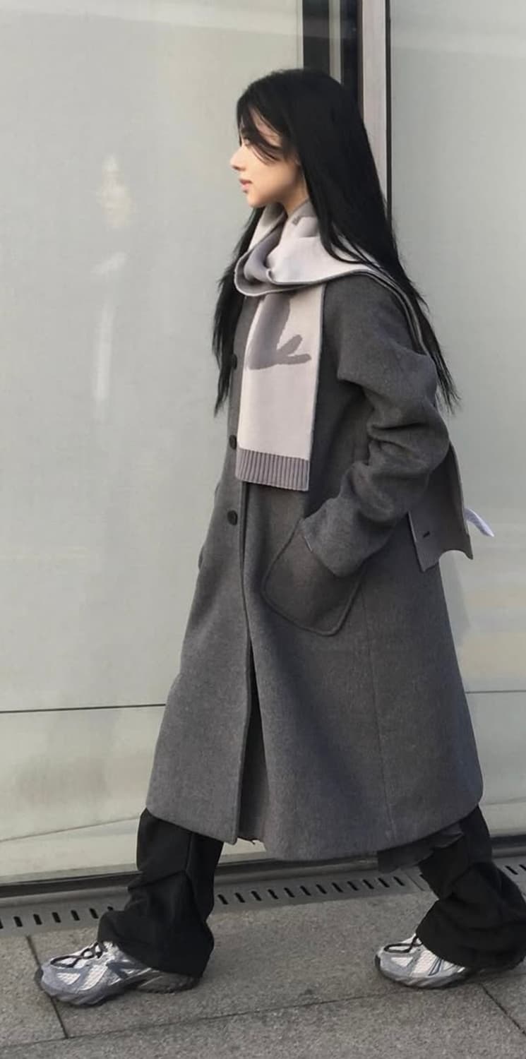 조이현x미세키서울 더블버튼 롱코트 챠콜  상품이미지3