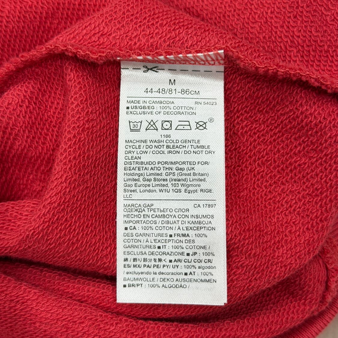 GAP 빈티지 스펠로고 후드집업 자켓 레드 M 상품이미지5