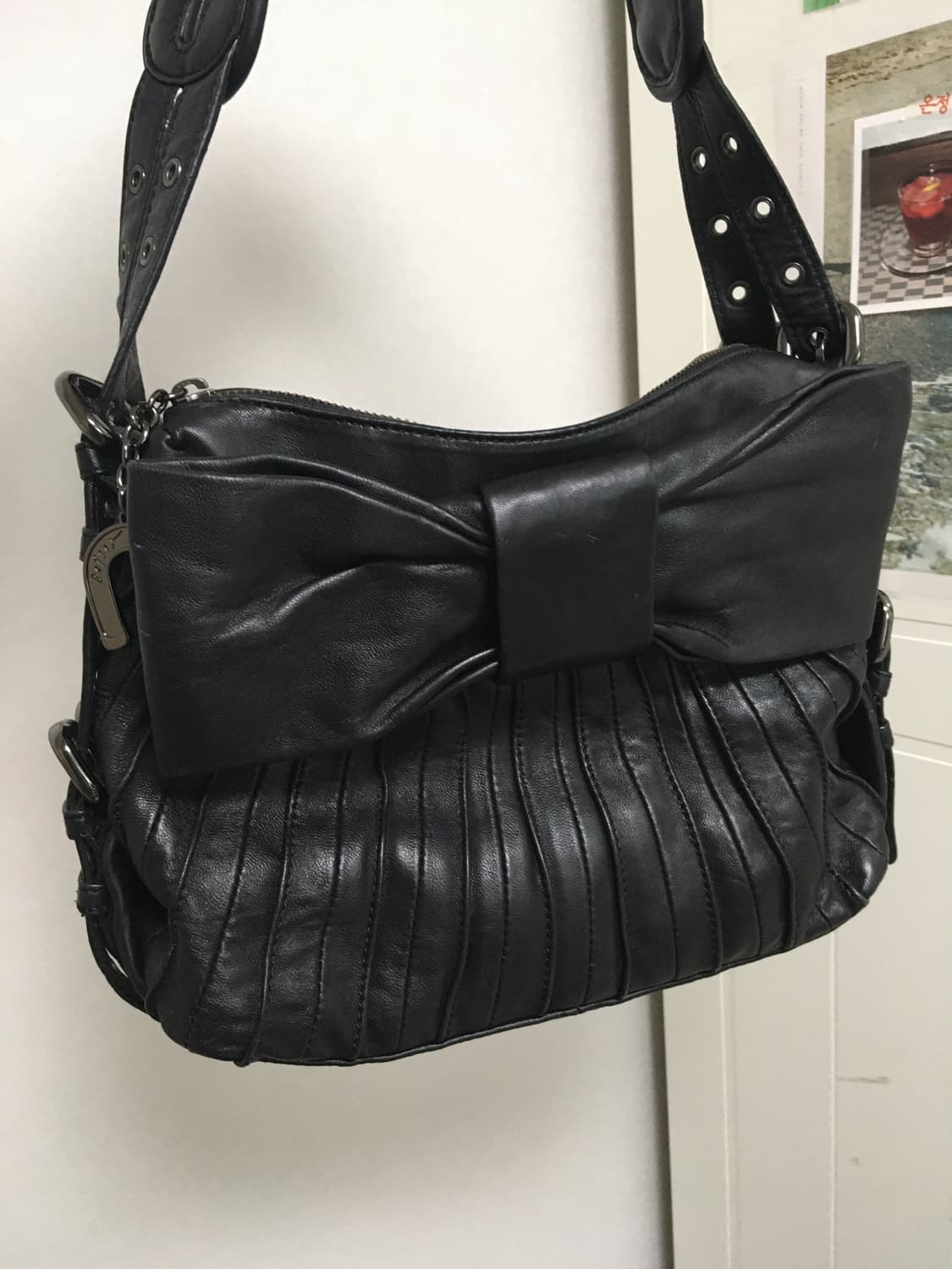 빈티지 가죽 왕리본 숄더백 대장긱시크y2k 히메갸루로걀오네달천 핀터깔 상품이미지1