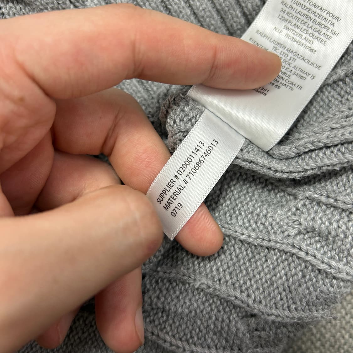폴로 그레이 코튼 케이블 니트(M) 상품이미지4