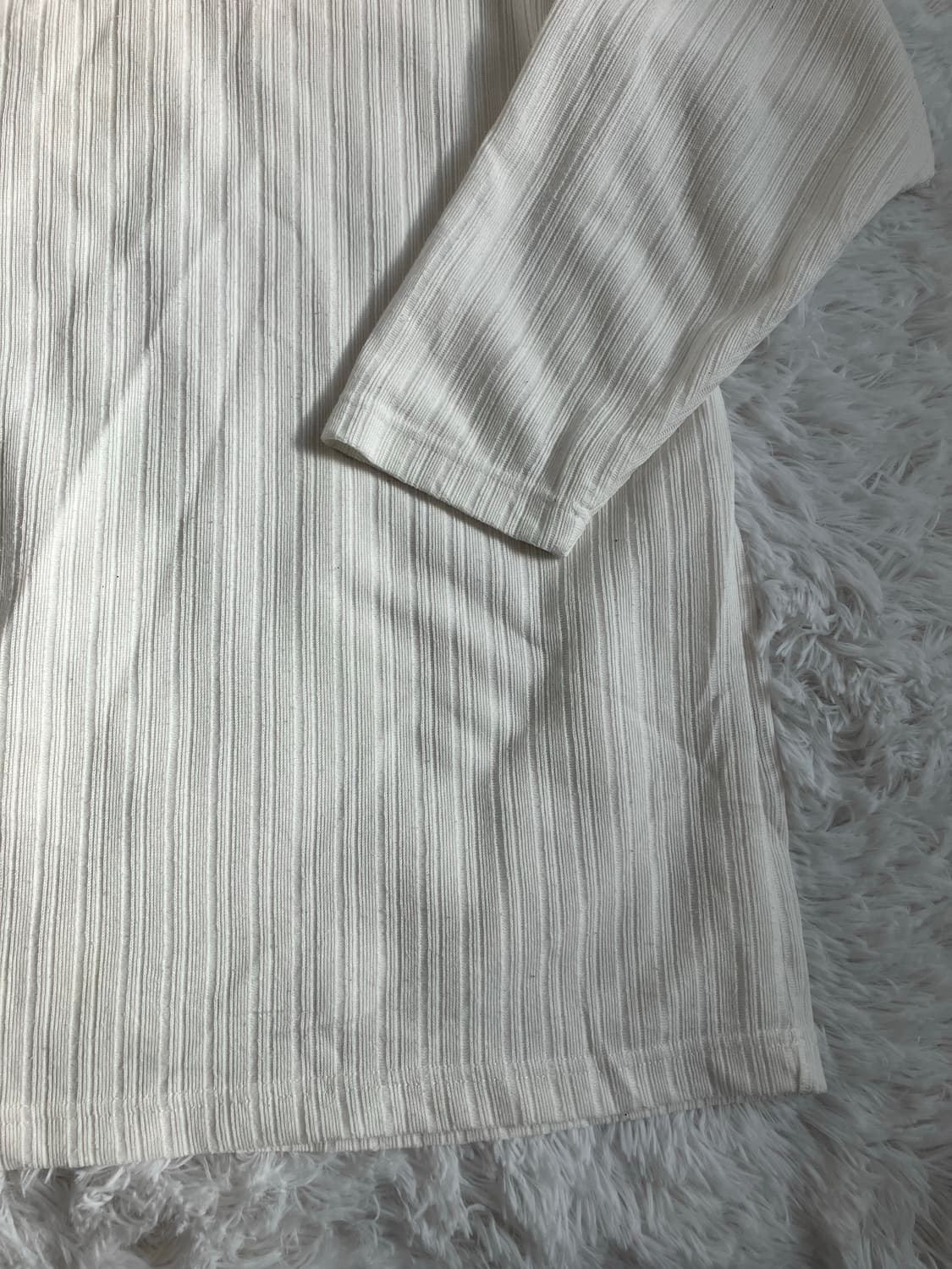 5xL 화이트 레이어드 스트라이프 긴팔 y2k 스트릿 갸루 펑키 일본빈티 상품이미지5